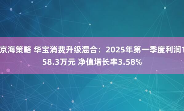 京海策略 华宝消费升级混合：2025年第一季度利润158.3万元 净值增长率3.58%